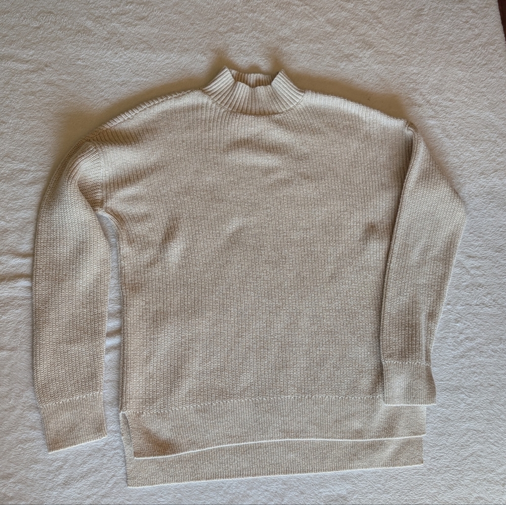 LUCKY BRAND Womens Beige Long Sleeve Mock Neck Sweater S
